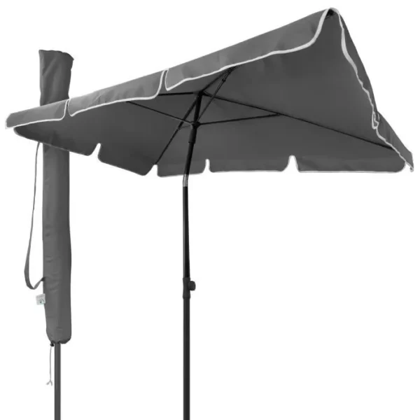 VOUNOT® Parasol inclinable rectangulaire 200x125cm gris - Hauteur et angles ajustables - Housse de protection