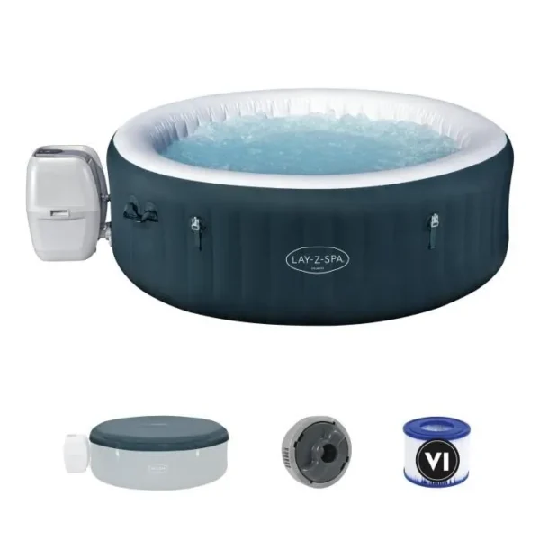 Spa gonflable BESTWAY - Lay-Z-Spa Miami - 140 airjets - 196 x 66 cm - 4 à 6 places - Rond (couverture, cartouche, diffuseur)